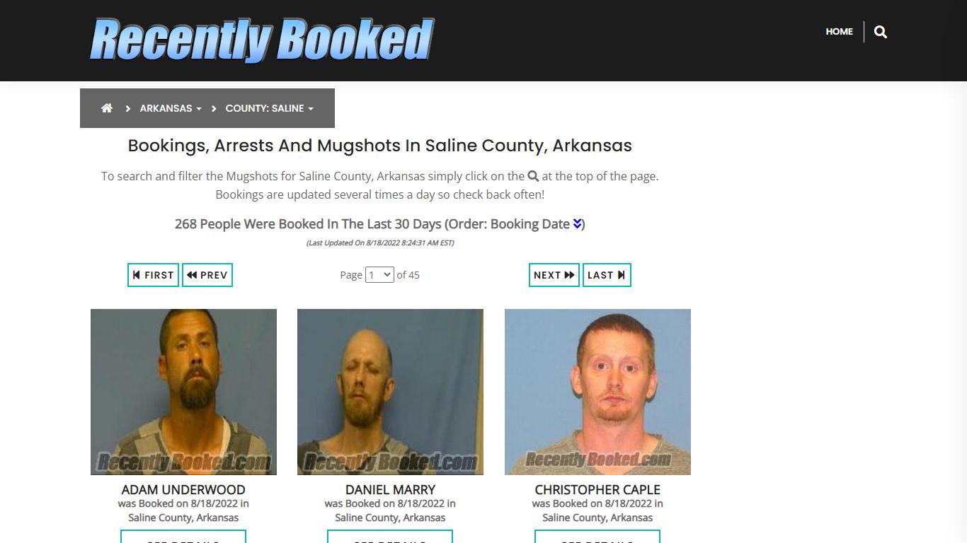 Bookings, Arrests and Mugshots in Saline County, Arkansas - Recently Booked