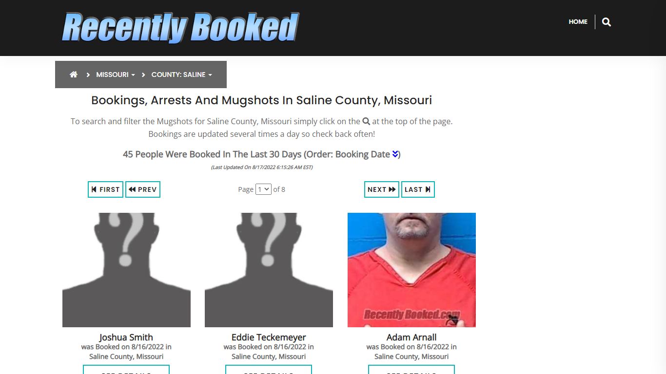 Bookings, Arrests and Mugshots in Saline County, Missouri - Recently Booked